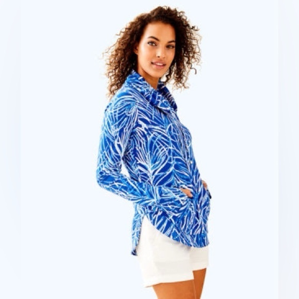 Lilly Pulitzer Sea View Early Riser Twilight Blue Button Down XS